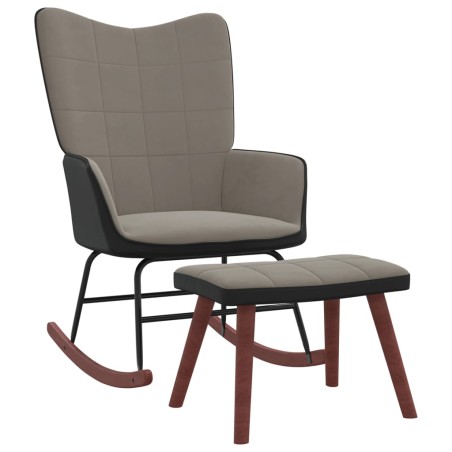 vidaXL Schaukelsessel mit Hocker Hellgrau Samt und PVC