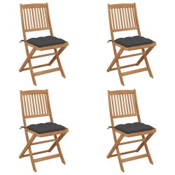 vidaXL Klappbare Gartenstühle 4 Stk. mit Kissen Massivholz Akazie