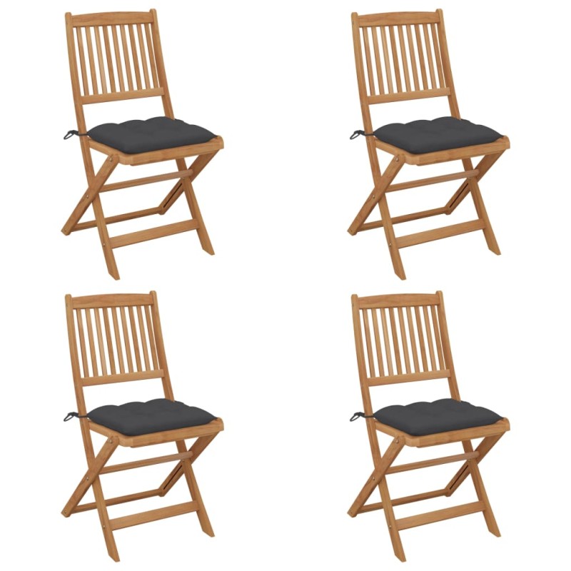 vidaXL Klappbare Gartenstühle 4 Stk. mit Kissen Massivholz Akazie vidaXL Klappbare Gartenstühle 4 Stk. mit Kissen Massivholz Akazie