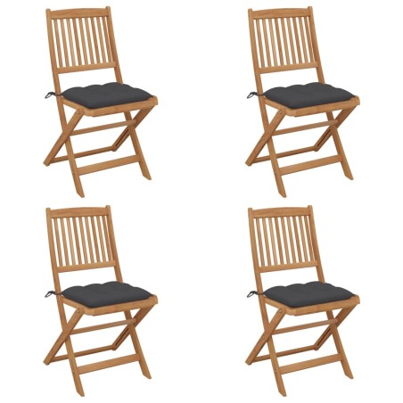 vidaXL Klappbare Gartenstühle 4 Stk. mit Kissen Massivholz Akazie