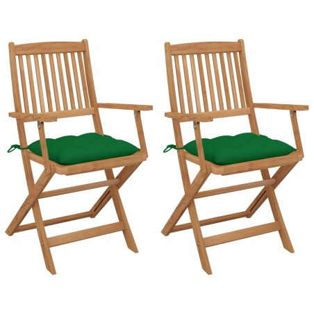 vidaXL Klappbare Gartenstühle 2 Stk. mit Kissen Massivholz Akazie