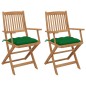 vidaXL Klappbare Gartenstühle 2 Stk. mit Kissen Massivholz Akazie vidaXL Klappbare Gartenstühle 2 Stk. mit Kissen Massivholz Akazie