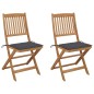 vidaXL Klappbare Gartenstühle 2 Stk. mit Kissen Massivholz Akazie vidaXL Klappbare Gartenstühle 2 Stk. mit Kissen Massivholz Akazie