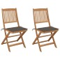 vidaXL Klappbare Gartenstühle 2 Stk. mit Kissen Massivholz Akazie vidaXL Klappbare Gartenstühle 2 Stk. mit Kissen Massivholz Akazie