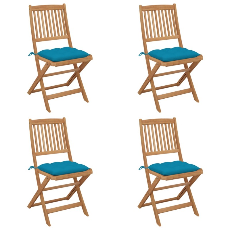 vidaXL Klappbare Gartenstühle 4 Stk. mit Kissen Massivholz Akazie vidaXL Klappbare Gartenstühle 4 Stk. mit Kissen Massivholz Akazie