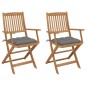 vidaXL Klappbare Gartenstühle 2 Stk. mit Kissen Massivholz Akazie vidaXL Klappbare Gartenstühle 2 Stk. mit Kissen Massivholz Akazie