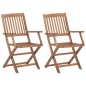 vidaXL Klappbare Gartenstühle 2 Stk. mit Kissen Massivholz Akazie vidaXL Klappbare Gartenstühle 2 Stk. mit Kissen Massivholz Akazie