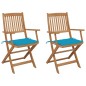 vidaXL Klappbare Gartenstühle 2 Stk. mit Kissen Massivholz Akazie vidaXL Klappbare Gartenstühle 2 Stk. mit Kissen Massivholz Akazie