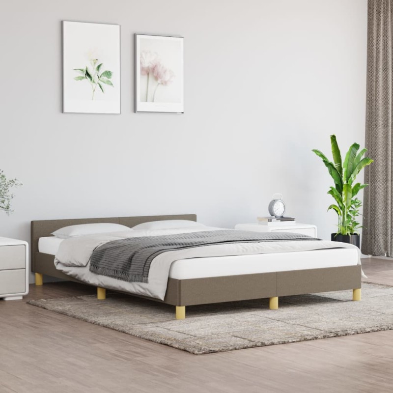 Bettgestell mit Kopfteil Taupe 140x200 cm Stoff Bettgestell mit Kopfteil Taupe 140x200 cm Stoff