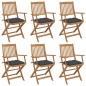 vidaXL Klappbare Gartenstühle 6 Stk. mit Kissen Massivholz Akazie vidaXL Klappbare Gartenstühle 6 Stk. mit Kissen Massivholz Akazie