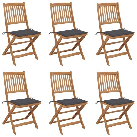 vidaXL Klappbare Gartenstühle 6 Stk. mit Kissen Massivholz Akazie