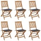 vidaXL Klappbare Gartenstühle 6 Stk. mit Kissen Massivholz Akazie vidaXL Klappbare Gartenstühle 6 Stk. mit Kissen Massivholz Akazie