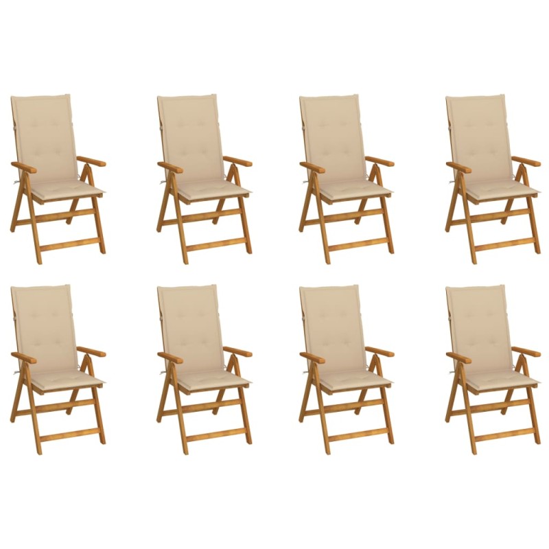 vidaXL Klappbare Gartenstühle mit Kissen 8 Stk. Massivholz Akazie vidaXL Klappbare Gartenstühle mit Kissen 8 Stk. Massivholz Akazie