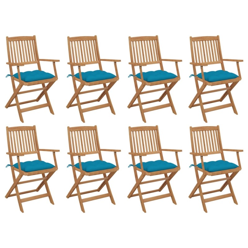 vidaXL Klappbare Gartenstühle mit Kissen 8 Stk. Massivholz Akazie vidaXL Klappbare Gartenstühle mit Kissen 8 Stk. Massivholz Akazie