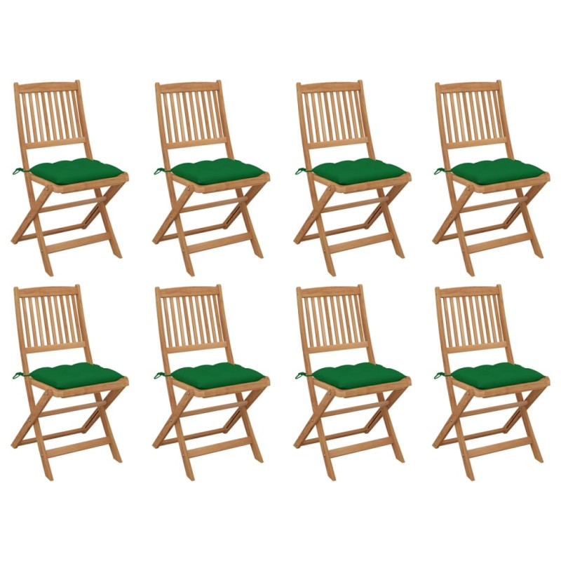 vidaXL Klappbare Gartenstühle mit Kissen 8 Stk. Massivholz Akazie vidaXL Klappbare Gartenstühle mit Kissen 8 Stk. Massivholz Akazie
