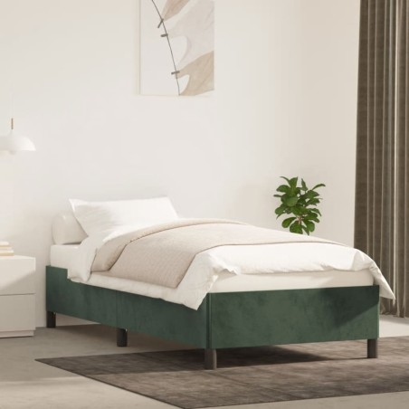 vidaXL Bettgestell Dunkelgrün 90x190 cm Samt