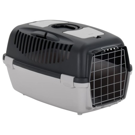vidaXL Transportbox für Haustiere Grau und Schwarz 61x40x38 cm PP
