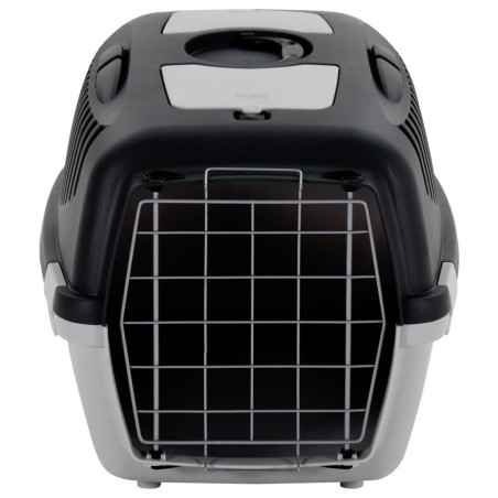 vidaXL Transportbox für Haustiere Grau und Schwarz 61x40x38 cm PP