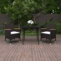 vidaXL 3-tlg. Garten-Essgruppe mit Auflagen Poly Rattan und Glas vidaXL 3-tlg. Garten-Essgruppe mit Auflagen Poly Rattan und Glas