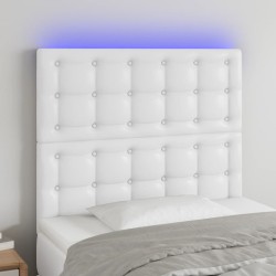 vidaXL LED Kopfteil Weiß 80x5x118/128 cm Kunstleder