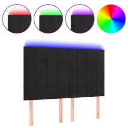 vidaXL LED Kopfteil Schwarz 144x5x118/128 cm Samt