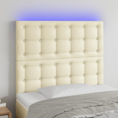 vidaXL LED Kopfteil Creme 90x5x118/128 cm Kunstleder