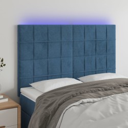vidaXL LED Kopfteil Dunkelblau 144x5x118/128 cm Samt