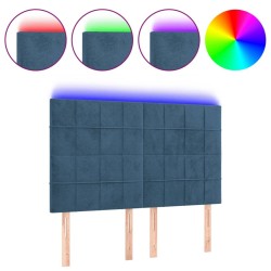 vidaXL LED Kopfteil Dunkelblau 144x5x118/128 cm Samt