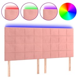 vidaXL LED Kopfteil Rosa 200x5x118/128 cm Samt