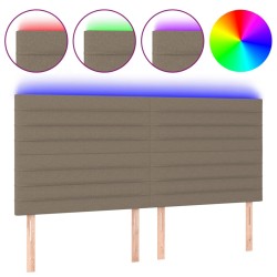 vidaXL LED Kopfteil Taupe 200x5x118/128 cm Stoff