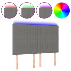 vidaXL LED Kopfteil Dunkelgrau 144x5x118/128 cm Stoff
