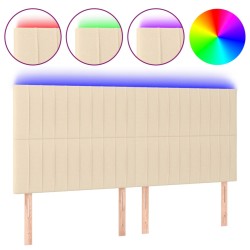 vidaXL LED Kopfteil Creme 200x5x118/128 cm Stoff