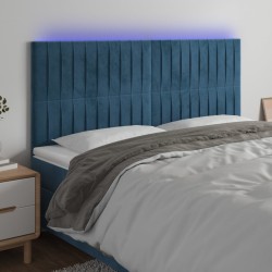 vidaXL LED Kopfteil Dunkelblau 180x5x118/128 cm Samt