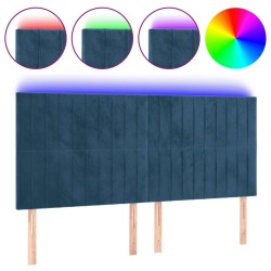 vidaXL LED Kopfteil Dunkelblau 180x5x118/128 cm Samt