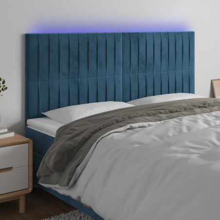 vidaXL LED Kopfteil Dunkelblau 200x5x118/128 cm Samt