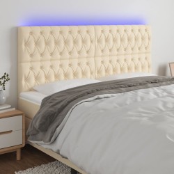 vidaXL LED Kopfteil Creme 180x7x118/128 cm Stoff