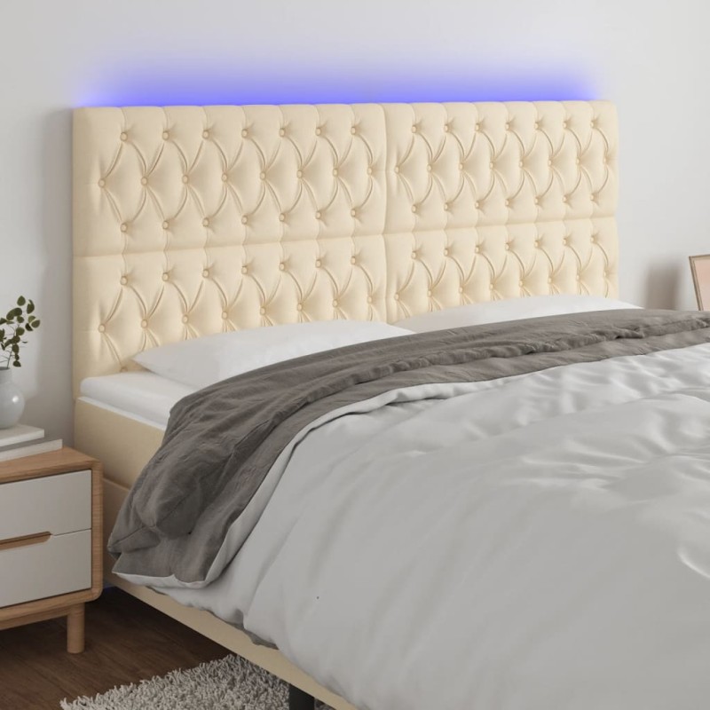 vidaXL LED Kopfteil Creme 180x7x118/128 cm Stoff vidaXL LED Kopfteil Creme 180x7x118/128 cm Stoff