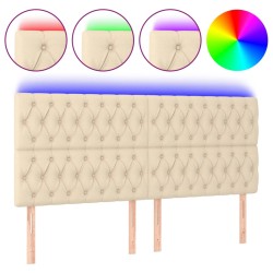 vidaXL LED Kopfteil Creme 180x7x118/128 cm Stoff