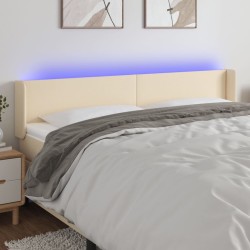 vidaXL LED Kopfteil Creme 163x16x78/88 cm Stoff