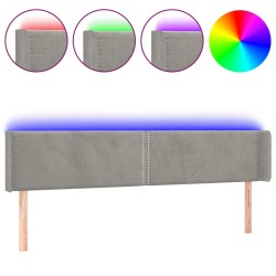 vidaXL LED Kopfteil Hellgrau 183x16x78/88 cm Samt
