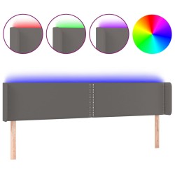 vidaXL LED Kopfteil Grau 163x16x78/88 cm Kunstleder