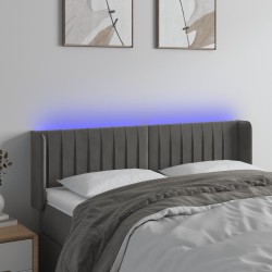 vidaXL LED Kopfteil Dunkelgrau 147x16x78/88 cm Samt