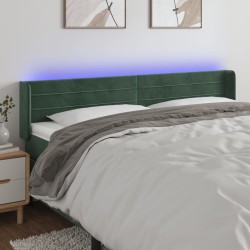 vidaXL LED Kopfteil Dunkelgrün 183x16x78/88 cm Samt