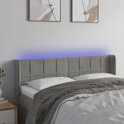 vidaXL LED Kopfteil Hellgrau 147x16x78/88 cm Samt