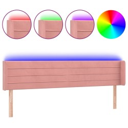 vidaXL LED Kopfteil Rosa 203x16x78/88 cm Samt