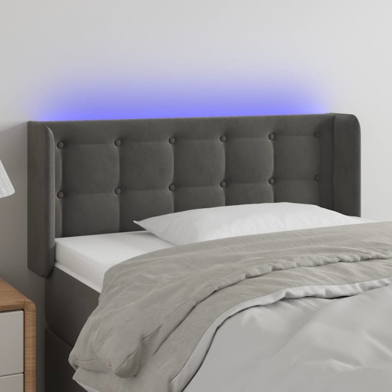 vidaXL LED Kopfteil Dunkelgrau 83x16x78/88 cm Samt vidaXL LED Kopfteil Dunkelgrau 83x16x78/88 cm Samt