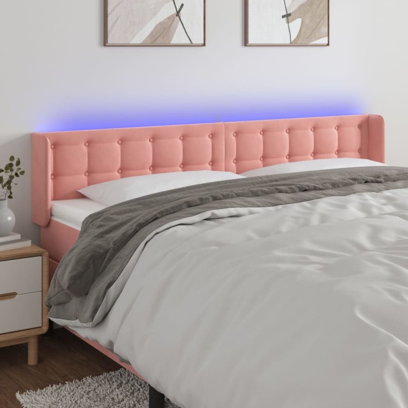 vidaXL LED Kopfteil Rosa 203x16x78/88 cm Samt vidaXL LED Kopfteil Rosa 203x16x78/88 cm Samt