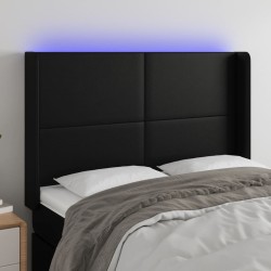 vidaXL LED Kopfteil Schwarz 147x16x118/128 cm Kunstleder