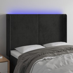 vidaXL LED Kopfteil Schwarz 147x16x118/128 cm Samt