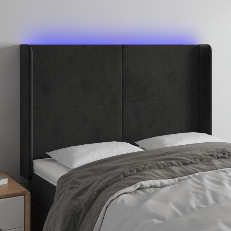 vidaXL LED Kopfteil Schwarz 147x16x118/128 cm Samt vidaXL LED Kopfteil Schwarz 147x16x118/128 cm Samt